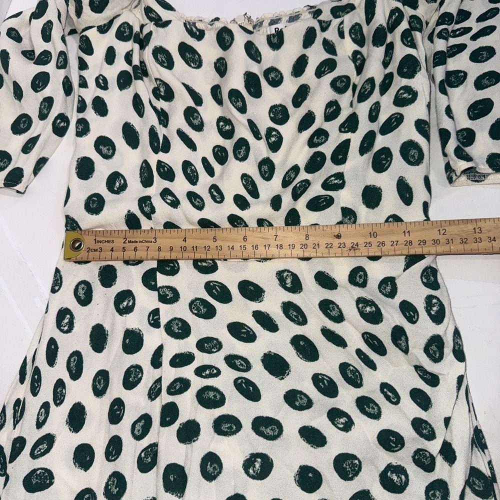 Reformation Hilda Long Sleeve Festival Fairy Cottagecore Green Polka Dot Dress 4 - Picture 16 of 16